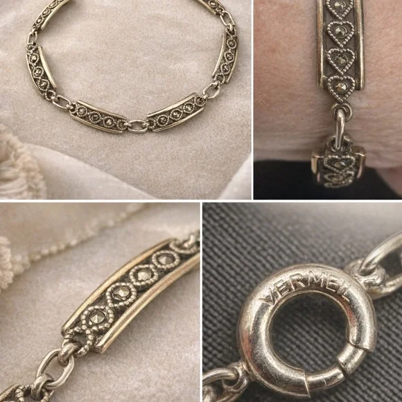 ✨ Vintage Art Deco Vermeil & Marcasite Bracelet | Estate Heirloom ✨ - Picture 10 of 10